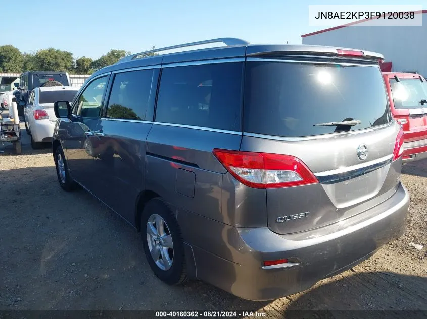 2015 Nissan Quest Sv VIN: JN8AE2KP3F9120038 Lot: 40160362