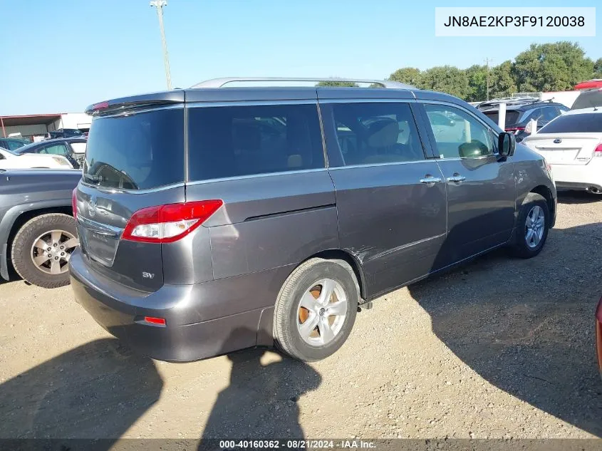 2015 Nissan Quest Sv VIN: JN8AE2KP3F9120038 Lot: 40160362