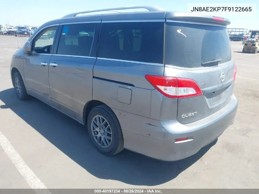 2015 Nissan Quest VIN: JN8AE2KP7F9122665 Lot: 40197234