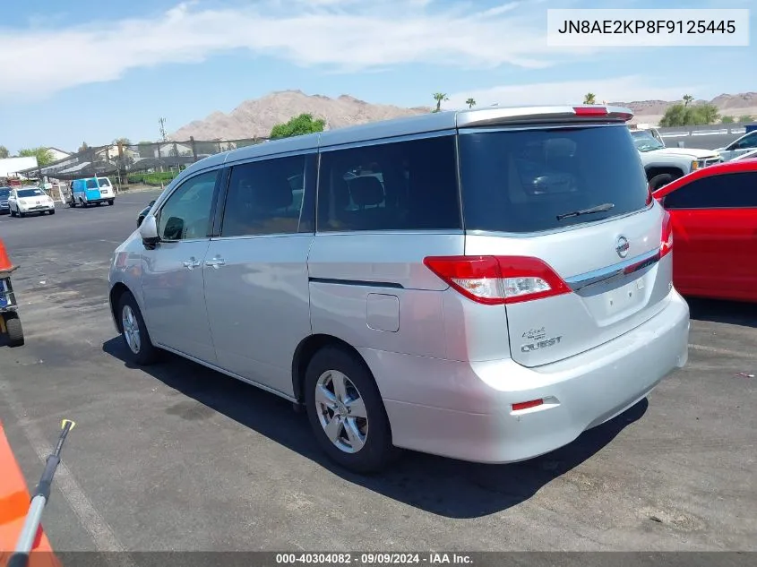 2015 Nissan Quest Platinum/S/Sl/Sv VIN: JN8AE2KP8F9125445 Lot: 40304082