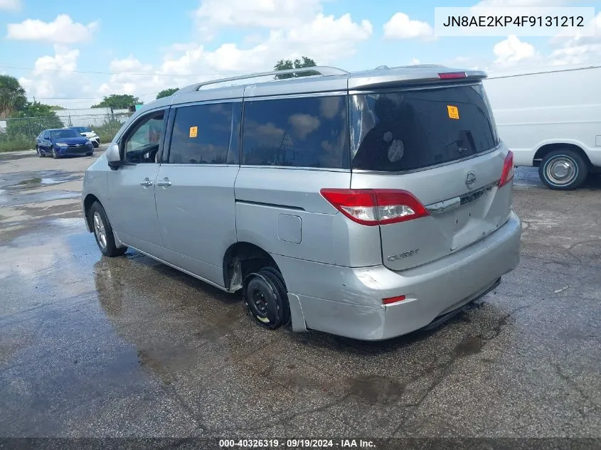 2015 Nissan Quest Platinum/S/Sl/Sv VIN: JN8AE2KP4F9131212 Lot: 40326319