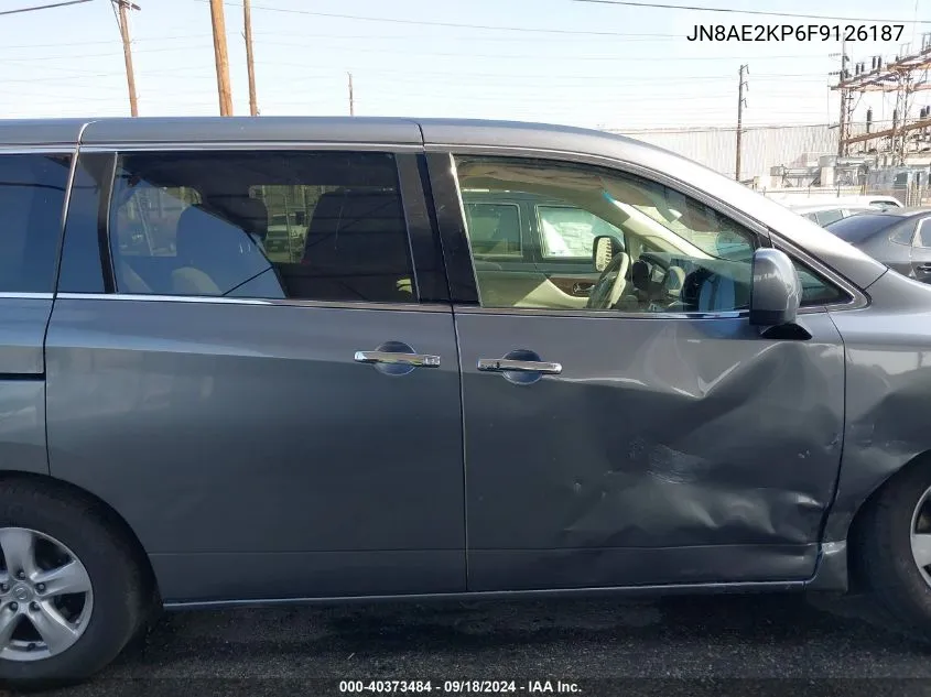 2015 Nissan Quest S/Sv/Sl/Platinum VIN: JN8AE2KP6F9126187 Lot: 40373484