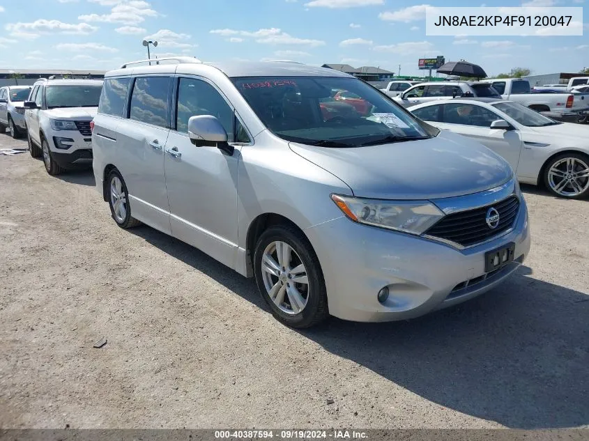 2015 Nissan Quest Platinum/S/Sl/Sv VIN: JN8AE2KP4F9120047 Lot: 40387594