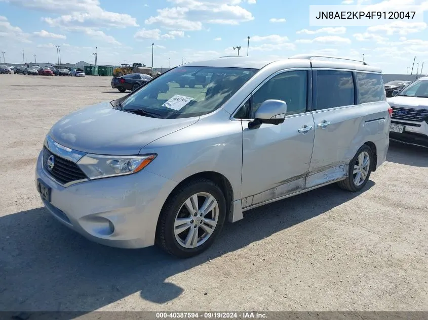 2015 Nissan Quest Platinum/S/Sl/Sv VIN: JN8AE2KP4F9120047 Lot: 40387594