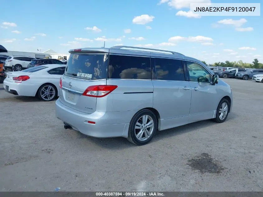 2015 Nissan Quest Platinum/S/Sl/Sv VIN: JN8AE2KP4F9120047 Lot: 40387594