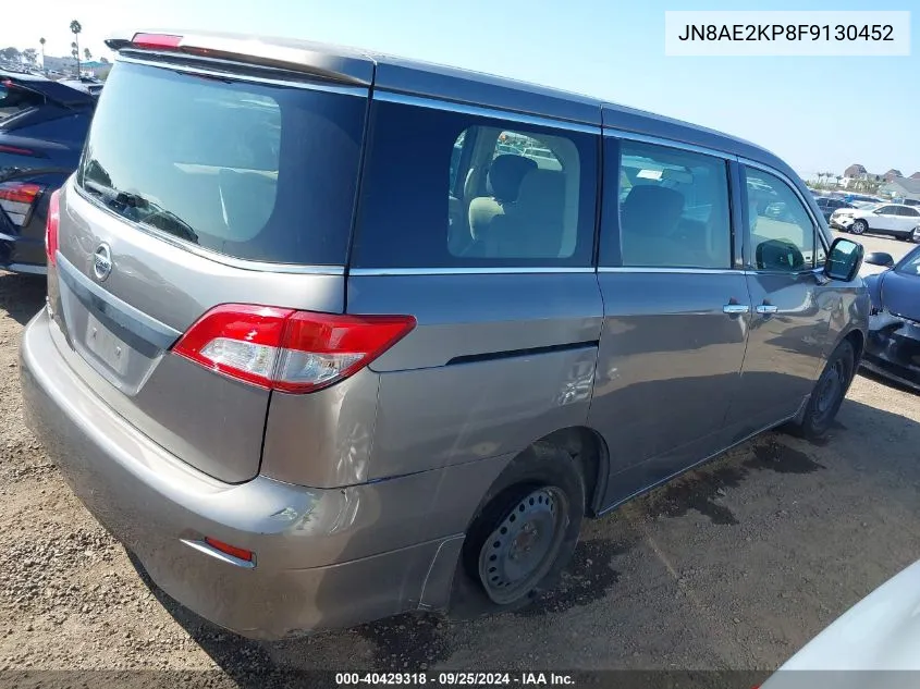 2015 Nissan Quest S VIN: JN8AE2KP8F9130452 Lot: 40429318