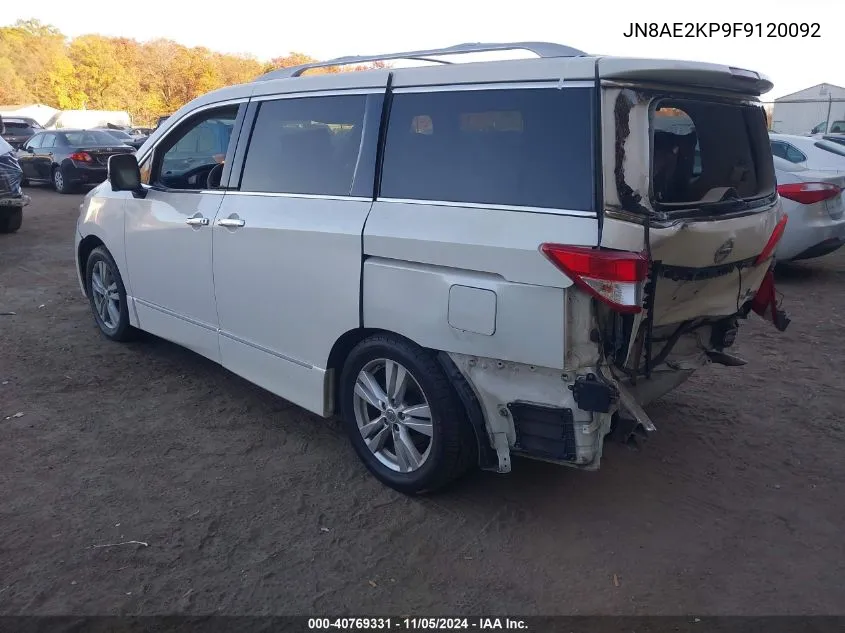 2015 Nissan Quest Platinum VIN: JN8AE2KP9F9120092 Lot: 40769331