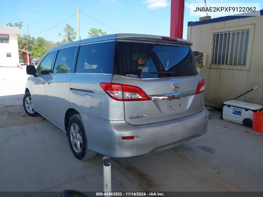 2015 Nissan Quest Platinum/S/Sl/Sv VIN: JN8AE2KPXF9122062 Lot: 40863553