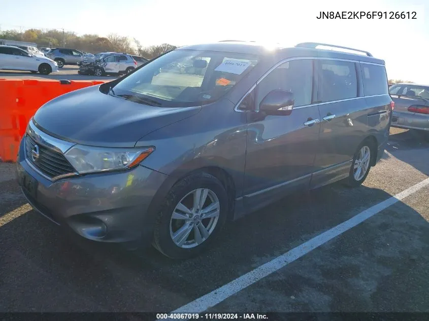 2015 Nissan Quest Platinum/S/Sl/Sv VIN: JN8AE2KP6F9126612 Lot: 40867019