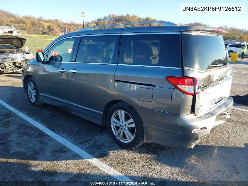 2015 Nissan Quest Platinum/S/Sl/Sv VIN: JN8AE2KP6F9126612 Lot: 40867019