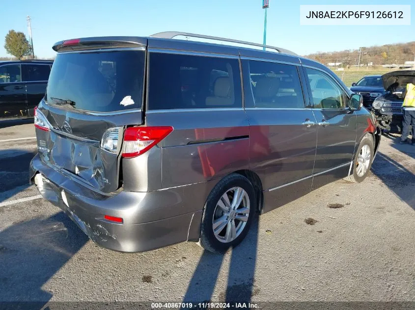 2015 Nissan Quest Platinum/S/Sl/Sv VIN: JN8AE2KP6F9126612 Lot: 40867019