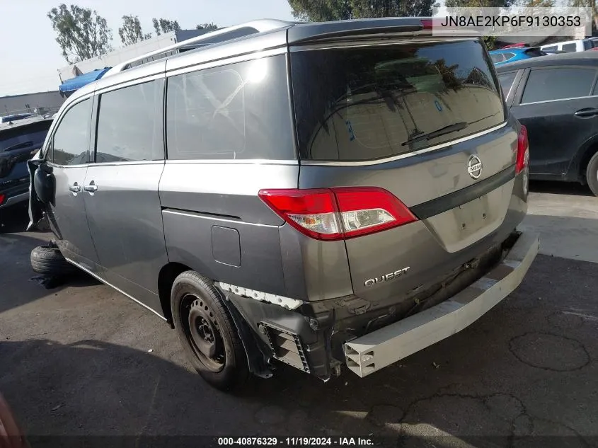 2015 Nissan Quest Platinum/S/Sl/Sv VIN: JN8AE2KP6F9130353 Lot: 40876329