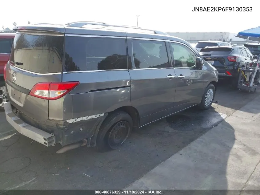 2015 Nissan Quest Platinum/S/Sl/Sv VIN: JN8AE2KP6F9130353 Lot: 40876329