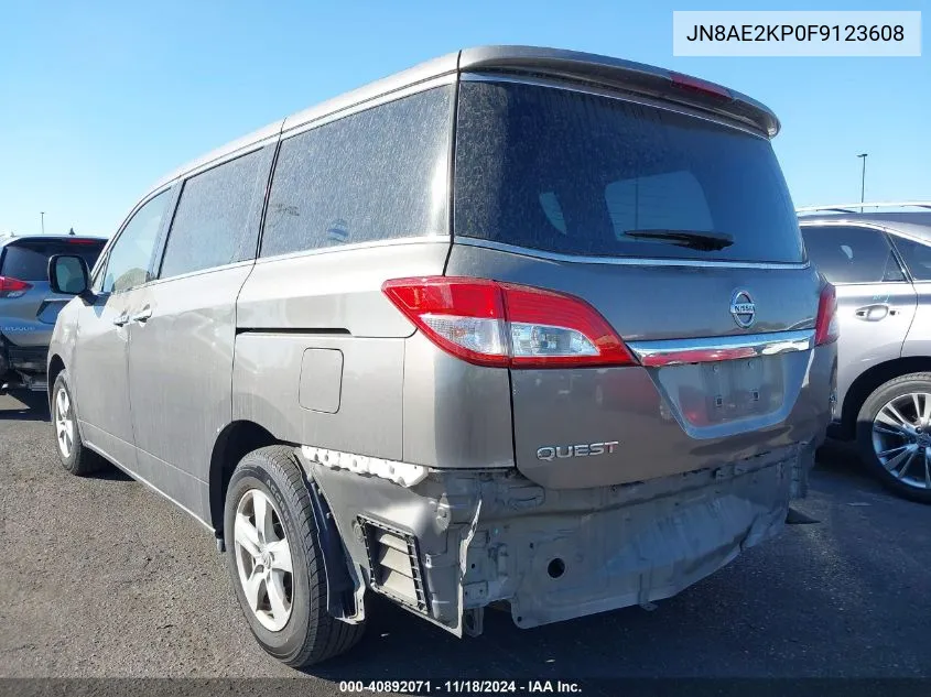 2015 Nissan Quest Sv VIN: JN8AE2KP0F9123608 Lot: 40892071