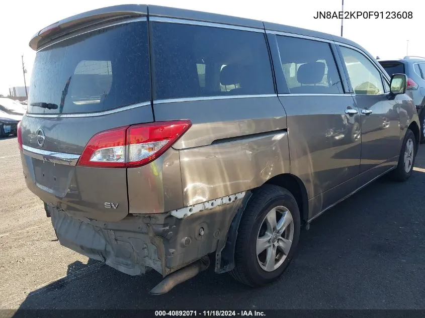 2015 Nissan Quest Sv VIN: JN8AE2KP0F9123608 Lot: 40892071