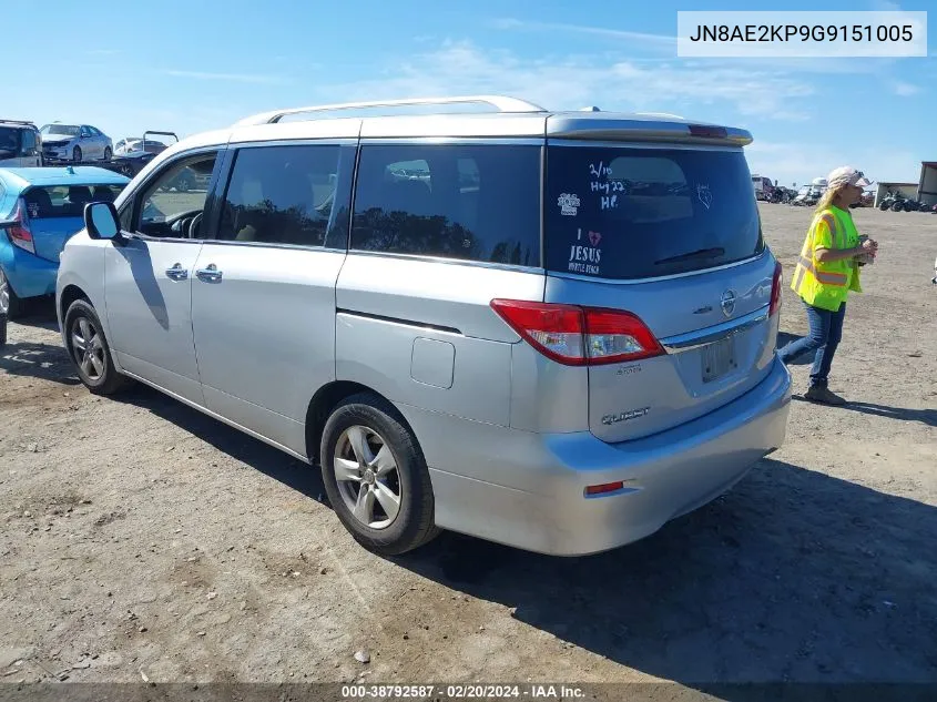 JN8AE2KP9G9151005 2016 Nissan Quest Platinum/S/Sl/Sv