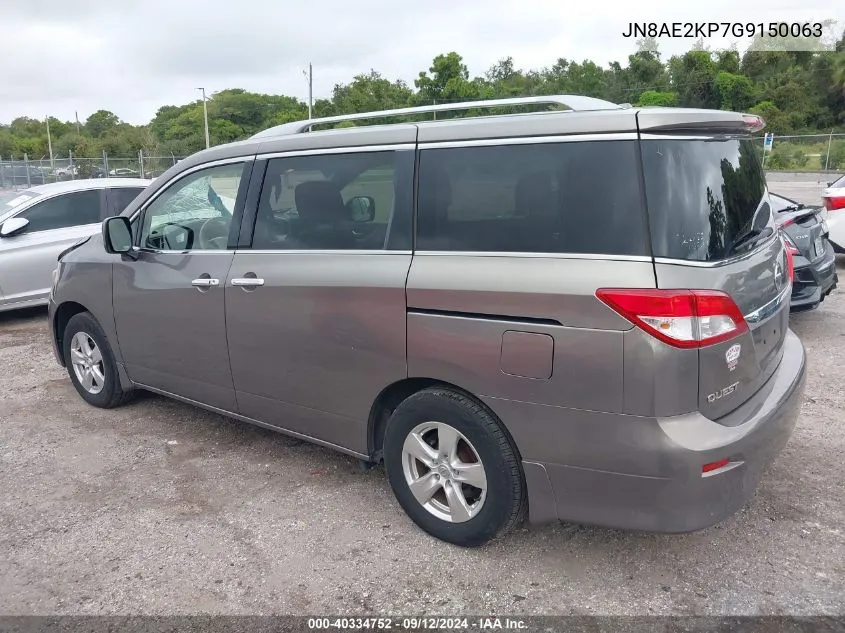 2016 Nissan Quest S/Sv/Sl/Platinum VIN: JN8AE2KP7G9150063 Lot: 40334752