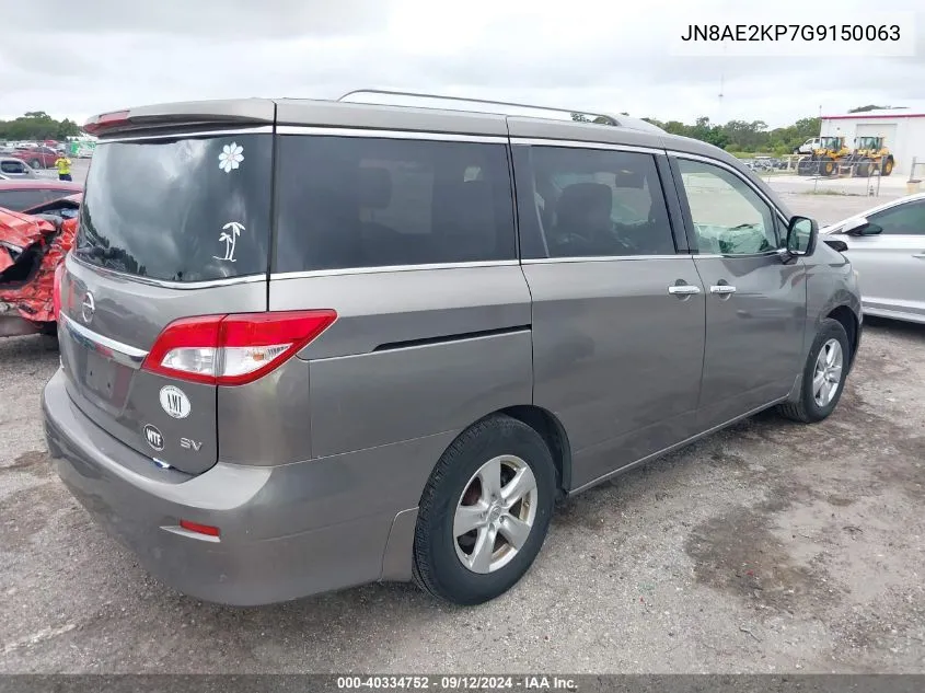 2016 Nissan Quest S/Sv/Sl/Platinum VIN: JN8AE2KP7G9150063 Lot: 40334752