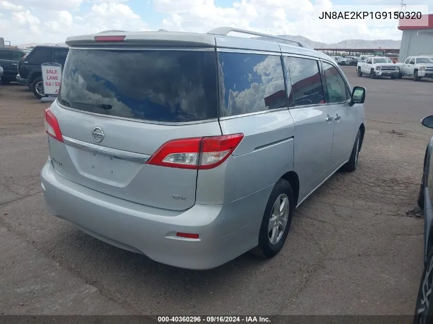 2016 Nissan Quest Platinum/S/Sl/Sv VIN: JN8AE2KP1G9150320 Lot: 40360296