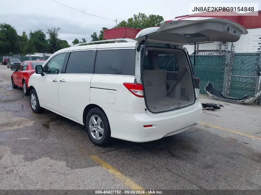 2016 Nissan Quest Platinum/S/Sl/Sv VIN: JN8AE2KP8G9154848 Lot: 40427792