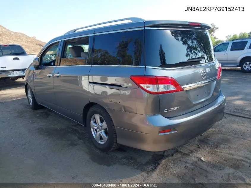 2016 Nissan Quest Platinum/S/Sl/Sv VIN: JN8AE2KP7G9152413 Lot: 40488488