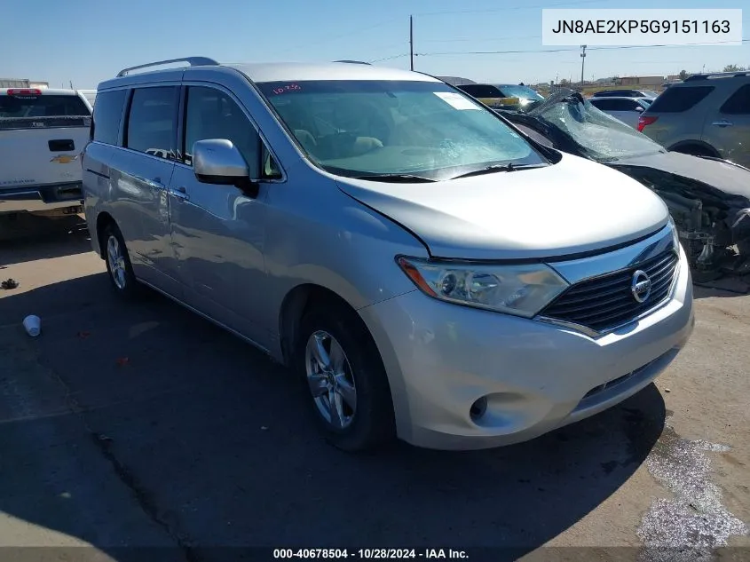 2016 Nissan Quest Platinum/S/Sl/Sv VIN: JN8AE2KP5G9151163 Lot: 40678504