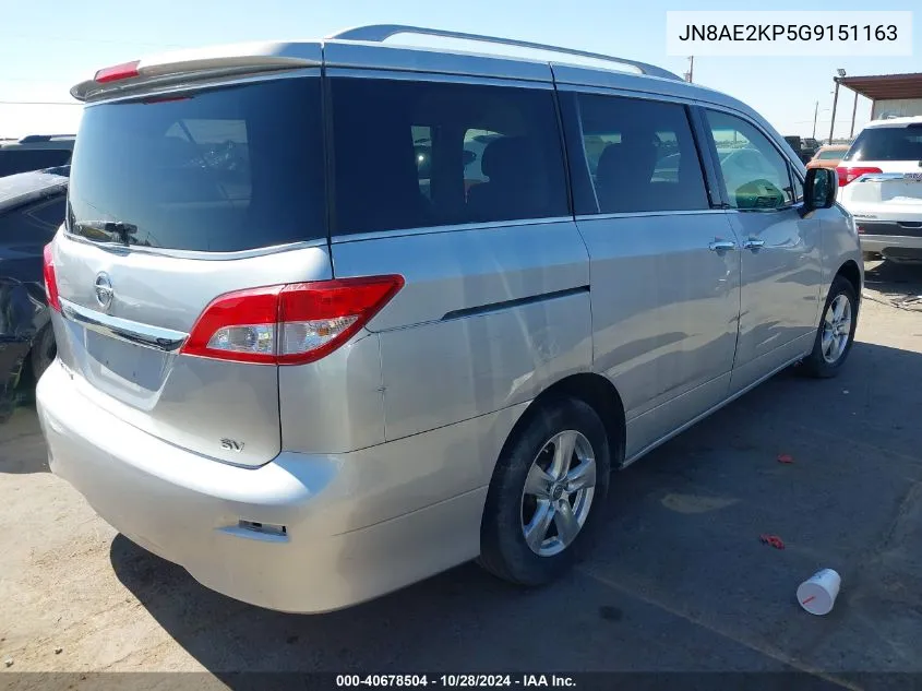 2016 Nissan Quest Platinum/S/Sl/Sv VIN: JN8AE2KP5G9151163 Lot: 40678504