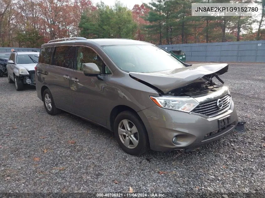 2016 Nissan Quest Sv VIN: JN8AE2KP1G9152780 Lot: 40706321