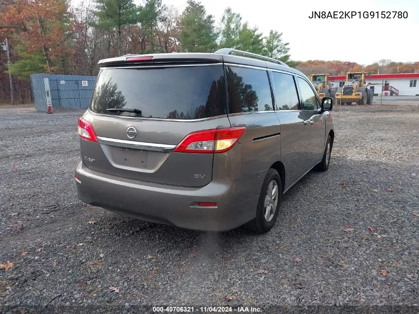 2016 Nissan Quest Sv VIN: JN8AE2KP1G9152780 Lot: 40706321