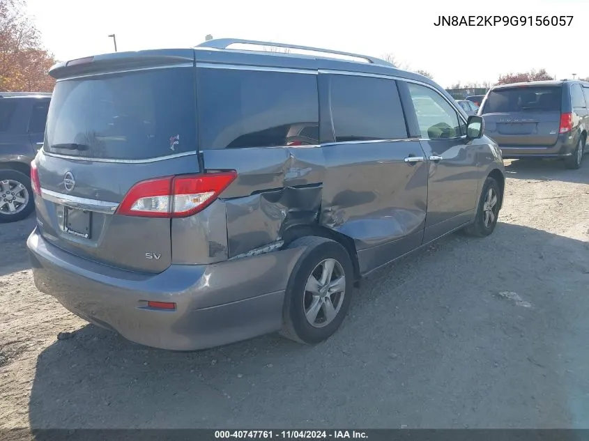 2016 Nissan Quest S/Sv/Sl/Platinum VIN: JN8AE2KP9G9156057 Lot: 40747761