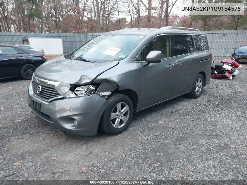 2016 Nissan Quest Platinum/S/Sl/Sv VIN: JN8AE2KP1G9154576 Lot: 40920108