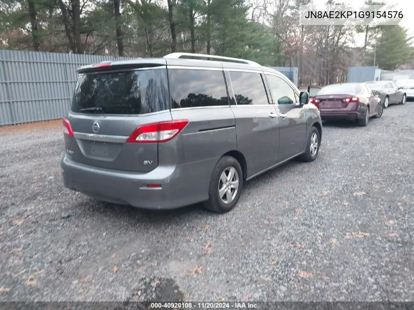 2016 Nissan Quest Platinum/S/Sl/Sv VIN: JN8AE2KP1G9154576 Lot: 40920108