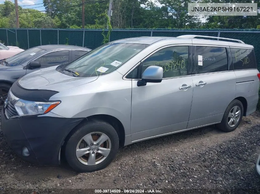 2017 Nissan Quest Sv VIN: JN8AE2KP5H9167221 Lot: 39734509