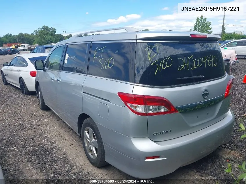 2017 Nissan Quest Sv VIN: JN8AE2KP5H9167221 Lot: 39734509