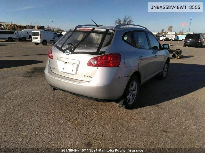 2008 Nissan Rogue S VIN: JN8AS58V48W113555 Lot: 20179949