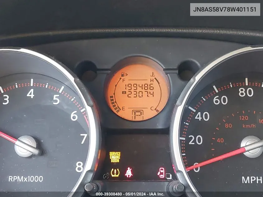 JN8AS58V78W401151 2008 Nissan Rogue Sl