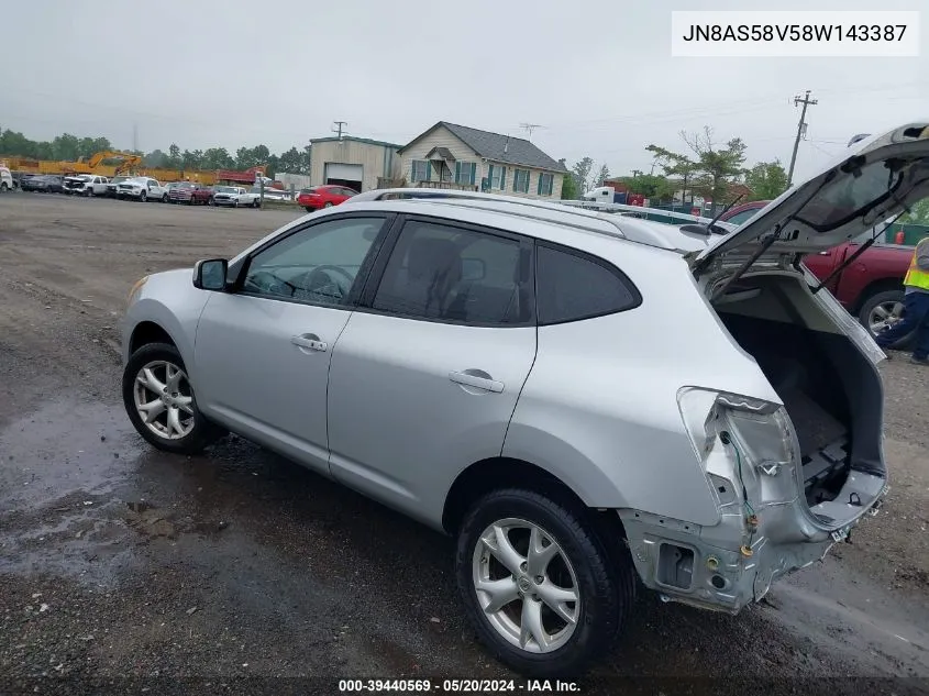 2008 Nissan Rogue Sl VIN: JN8AS58V58W143387 Lot: 39440569