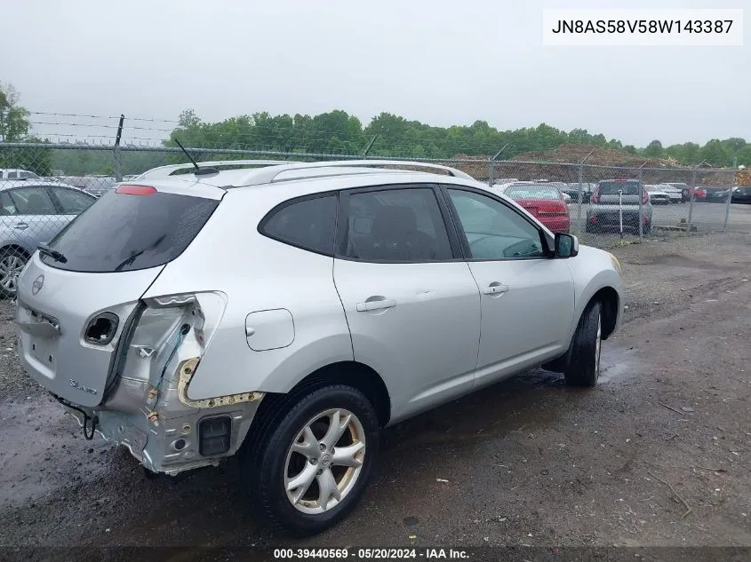 2008 Nissan Rogue Sl VIN: JN8AS58V58W143387 Lot: 39440569