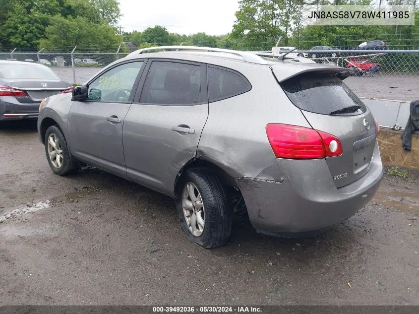 2008 Nissan Rogue Sl VIN: JN8AS58V78W411985 Lot: 39492036