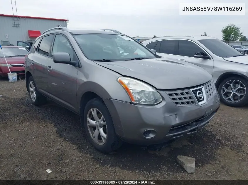 2008 Nissan Rogue Sl VIN: JN8AS58V78W116269 Lot: 39773841