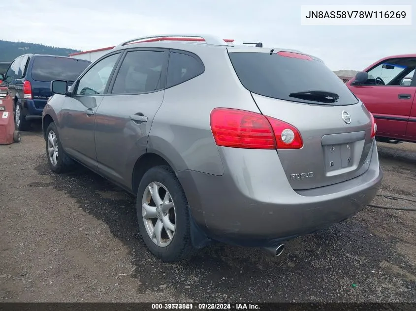 2008 Nissan Rogue Sl VIN: JN8AS58V78W116269 Lot: 39773841