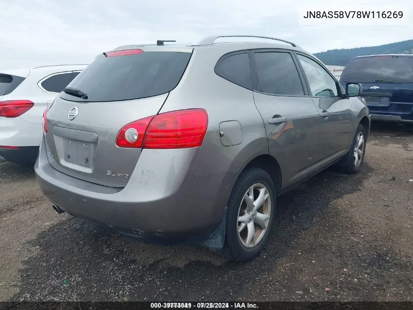 2008 Nissan Rogue Sl VIN: JN8AS58V78W116269 Lot: 39773841