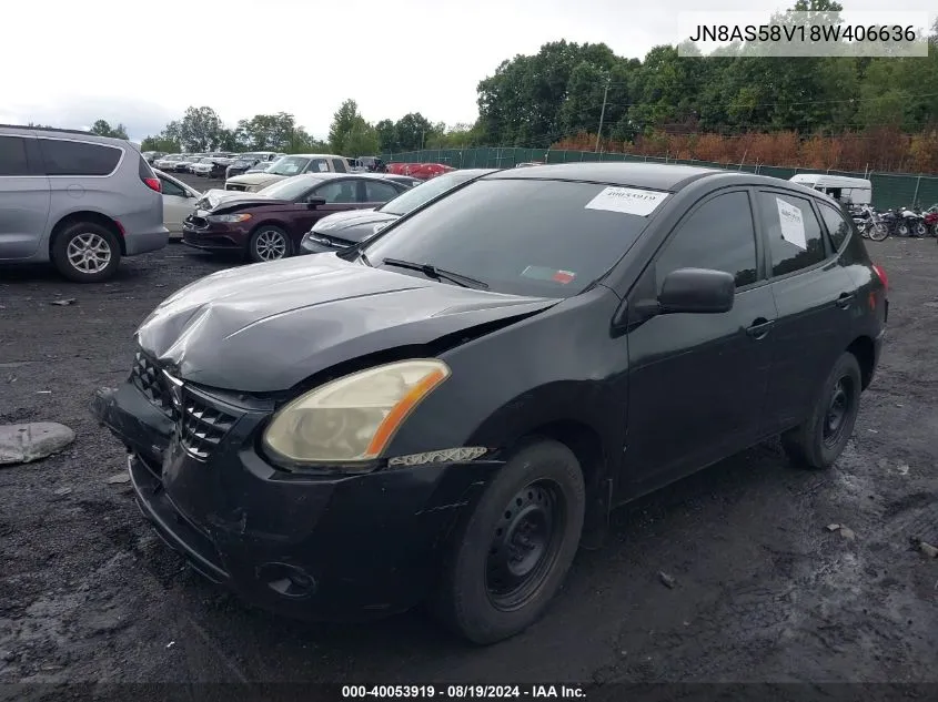 2008 Nissan Rogue S VIN: JN8AS58V18W406636 Lot: 40053919