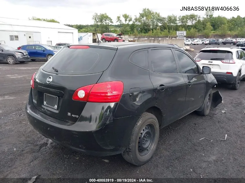 2008 Nissan Rogue S VIN: JN8AS58V18W406636 Lot: 40053919