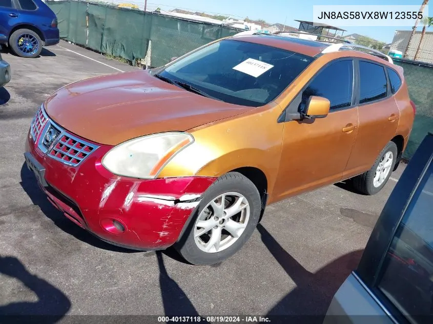 2008 Nissan Rogue Sl VIN: JN8AS58VX8W123555 Lot: 40137118