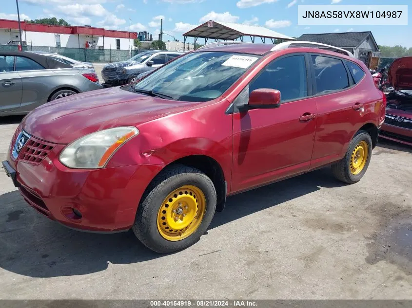 2008 Nissan Rogue Sl VIN: JN8AS58VX8W104987 Lot: 40154919