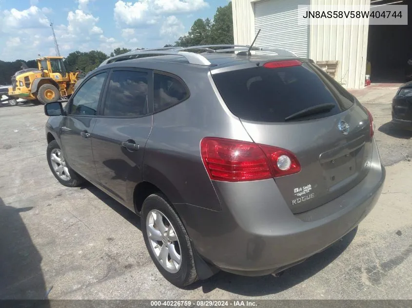 2008 Nissan Rogue Sl VIN: JN8AS58V58W404744 Lot: 40226759