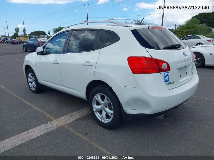 2008 Nissan Rogue Sl VIN: JN8AS58V38W132940 Lot: 40248524