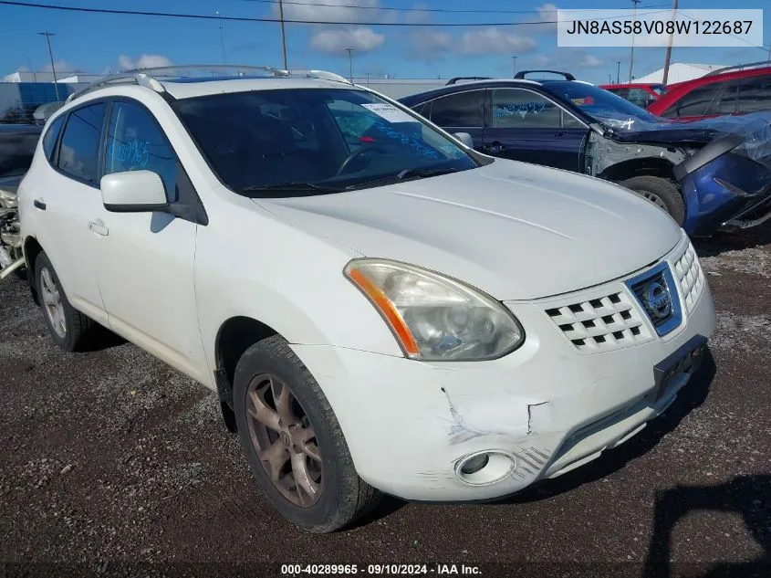 2008 Nissan Rogue Sl VIN: JN8AS58V08W122687 Lot: 40289965