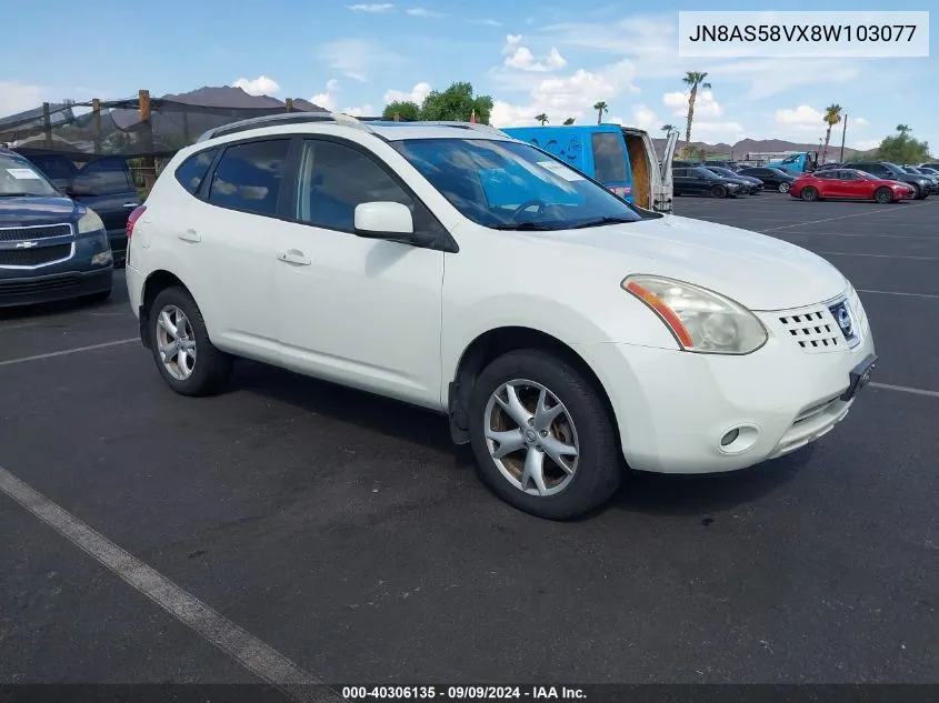 2008 Nissan Rogue Sl VIN: JN8AS58VX8W103077 Lot: 40306135